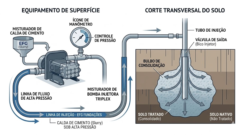 Injeção de Consolidação e Tratamento de Solo com Calda de Cimento